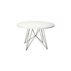 XZ3, grande table ronde, Magis pied noir, plateau en MDF blanc, diamètre 120 cm