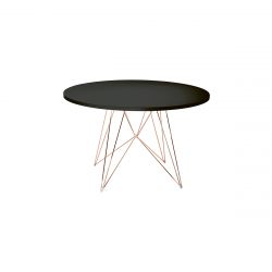 XZ3, grande table ronde, Magis pied cuivre, plateau en MDF noir, diamètre 120 cm