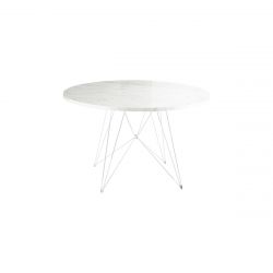 XZ3, grande table ronde, Magis pied blanc, plateau en marbre blanc de Carrare, diamètre 120 cm