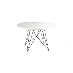 XZ3, grande table ronde, Magis pied noir, plateau en marbre blanc de Carrare, diamètre 120 cm