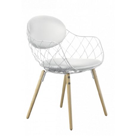 Chaise Pina, blanc, revêtement cuir, 44 x 45 x H81 cm, Magis