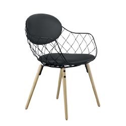 Chaise Pina, noir, revêtement cuir, 44 x 45 x H81 cm, Magis