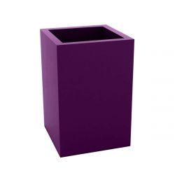 Pot Cubo Haut violet prune laqué brillant 40x40xH60 cm, simple paroi, Vondom