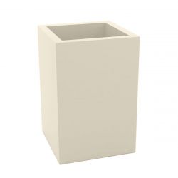 Pot Cube Haut écru laqué brillant 50x50xH75 cm, simple paroi, Vondom