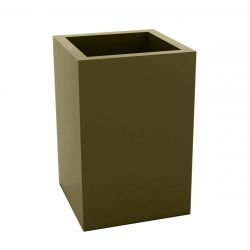 Pot Cube Haut kaki laqué brillant 50x50xH75 cm, simple paroi, Vondom