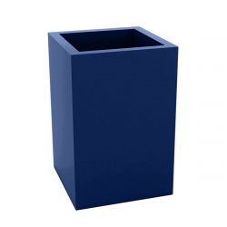 Pot Cube Haut bleu marine laqué brillant 50x50xH75 cm, simple paroi, Vondom