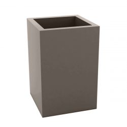 Pot Cube Haut taupe laqué brillant 50x50xH75 cm, simple paroi, Vondom