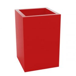 Pot Carré Haut rouge laqué brillant 50x50xH100 cm, simple paroi, Vondom