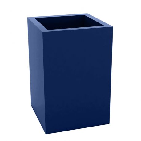 Pot Carré Haut bleu marine laqué brillant 50x50xH100 cm, simple paroi, Vondom