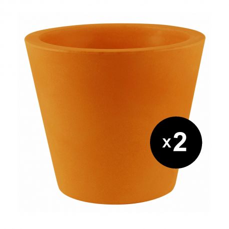 Lot de 2 Pots Coniques diamètre 50 x hauteur 43 cm, simple paroi, Vondom orange