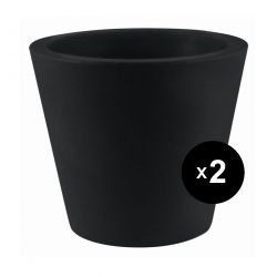 Lot de 2 Pots Coniques diamètre 50 x hauteur 43 cm, simple paroi, Vondom noir