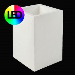 Pot Cubo Alto lumineux Leds RGBW, alimentation par câble, 40x40xH80 cm, double paroi, Vondom