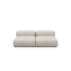 Canapé 2 à 3 places en cuir gris clair Vetsak, L.210 x H.60 x P.136,5 cm