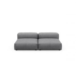 Canapé 2 à 3 places en cuir gris foncé Vetsak,L.210 x H.60 x P.136,5 cm