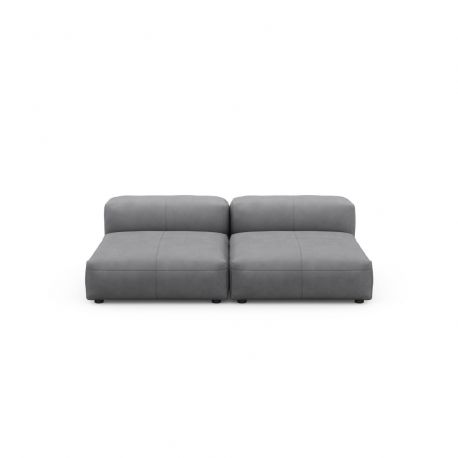 Canapé 2 à 3 places en cuir gris foncé Vetsak,L.210 x H.60 x P.136,5 cm