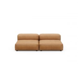 Canapé 2 à 3 places en cuir marron Vetsak, L.210 x H.60 x P.115,5 cm