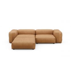 Canapé d\'angle en cuir marron Vetsak, L.231 x H.60 x P.115,5 cm