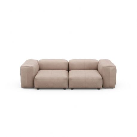 Canapé 2 places avec accoudoirs en cuir gris foncé Vetsak, L.231 x H.60 x P.220,5 cm