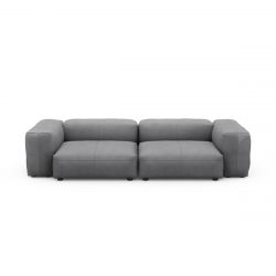 Canapé 2 à 3 places avec accoudoirs en cuir gris foncé Vetsak, L.273 x H.60 x P.115,5 cm