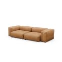Canapé 2 à 3 places avec accoudoirs en cuir marron Vetsak, L.273 x H.60 x P.115,5 cm