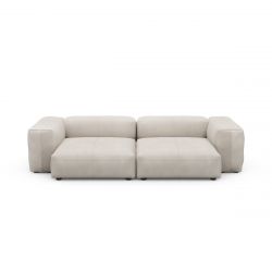 Canapé 2 à 3 places avec accoudoirs en cuir gris clair Vetsak, L.273 x H.60 x P.136,5 cm