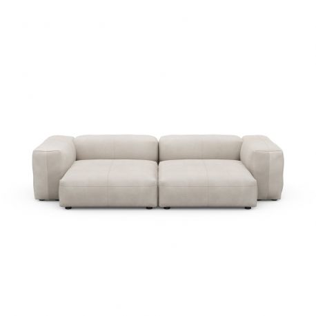 Canapé 2 à 3 places avec accoudoirs en cuir gris clair Vetsak, L.273 x H.60 x P.136,5 cm