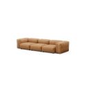 Canapé 3 à 4 places avec accoudoirs en cuir marron Vetsak, L.315 x H.60 x P.115,5 cm