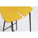Tabouret haut Ant, hauteur d’assise 68cm, structure en acier noir et assise jaune moutarde, Ondarreta