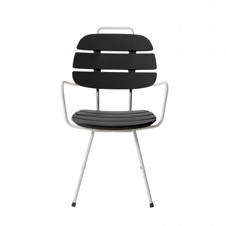 Chaise à lattes Ribs noir, Slide Design, L57 x P61 x H90 cm