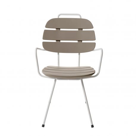Chaise à lattes Ribs gris argile, Slide Design, L57 x P61 x H90 cm