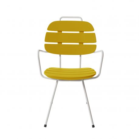 Chaise à lattes Ribs jaune safran, Slide Design, L57 x P61 x H90 cm