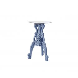 Table haute baroque Master of Love bleu, Slide design, D 69 x H 110 cm