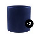 Set de 2 pots Cylindre diamètre 50 x hauteur 50 cm, simple paroi, Vondom bleu marine