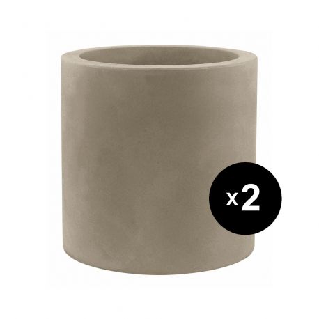 Set de 2 pots Cylindre diamètre 50 x hauteur 50 cm, simple paroi, Vondom taupe