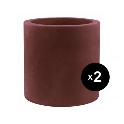 Set de 2 pots Cylindre diamètre 50 x hauteur 50 cm, simple paroi, Vondom bordeaux