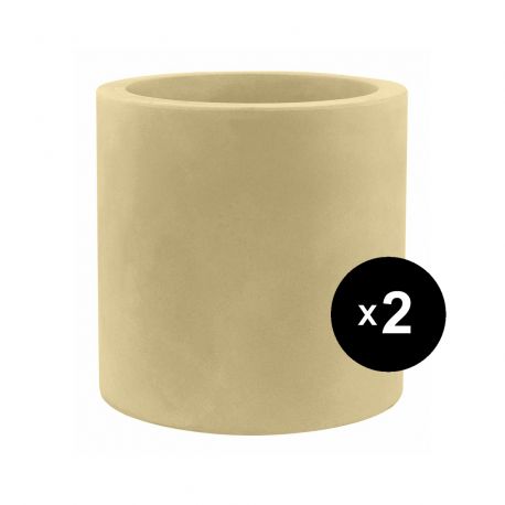 Set de 2 pots Cylindre diamètre 50 x hauteur 50 cm, simple paroi, Vondom beige