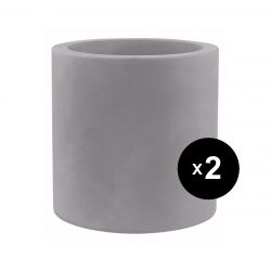 Set de 2 pots Cylindre diamètre 50 x hauteur 50 cm, simple paroi, Vondom gris argent