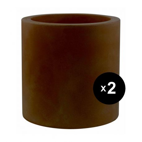 Set de 2 grands pots Cylindriques bronze, simple paroi, Vondom, Diamètre 80 x Hauteur 80 cm