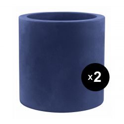 Set de 2 grands pots Cylindriques bleu marine, simple paroi, Vondom, Diamètre 80 x Hauteur 80 cm
