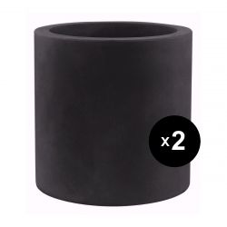 Set de 2 grands pots Cylindriques noir, simple paroi, Vondom, Diamètre 80 x Hauteur 80 cm
