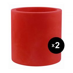 Set de 2 grands pots Cylindriques rouge, simple paroi, Vondom, Diamètre 80 x Hauteur 80 cm
