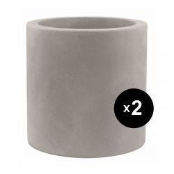 Set de 2 grands pots Cylindriques taupe, simple paroi, Vondom, Diamètre 80 x Hauteur 80 cm