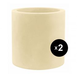 Set de 2 grands pots Cylindriques crème simple paroi, Vondom, Diamètre 80 x Hauteur 80 cm