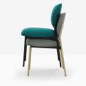 Lot de 2 chaises Blume 2950, structure laiton, tissu vert de gris, Pedrali, H81xL53