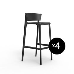 Set de 4 tabourets de bar Africa hauteur d\'assise 74,5 cm, Vondom noir