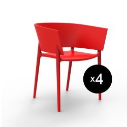 Set de 4 fauteuils Africa, Vondom rouge