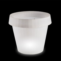 Pot géant lumineux Gio Tondo, Slide Design blanc H 92 cm