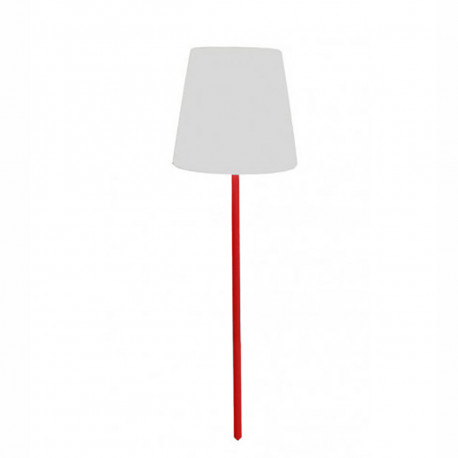 Lampe à planter Ali Baba Fiaccola, Slide Design abat jour blanc, pied rouge