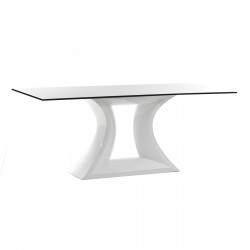 Table Rest, Vondom, plateau HPL blanc, tranche noire, Longueur 200 cm
