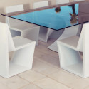 Table Rest, Vondom, plateau HPL blanc, tranche noire, Longueur 300 cm